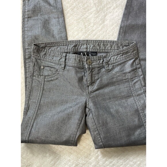 A/X Armani Exchange Women’s Slim Fit Silver Metallic Pants Sz Petite 0 - Picture 1 of 9